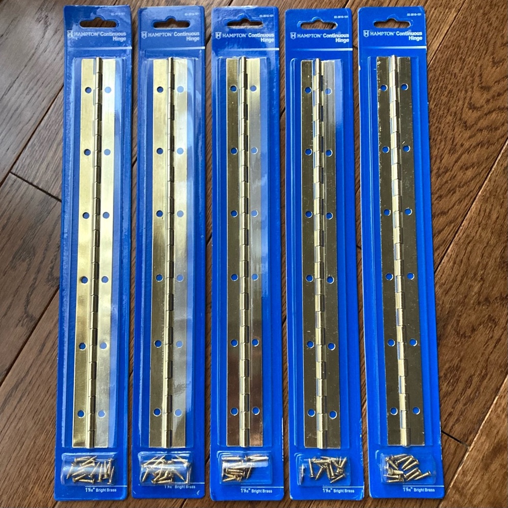 5 Continuous Piano‎ Long Hinges and Screws Brass Finish 12 inch Reinforcement